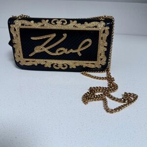Karl Lagerfeld Black and Gold Clutch